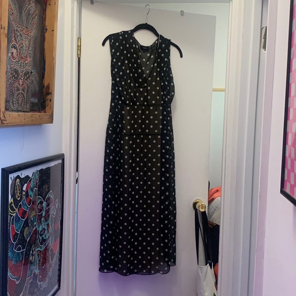 Theory black and white polka dot dress